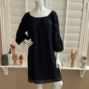 Max Studio Cotton Silk Shift Dress Black
